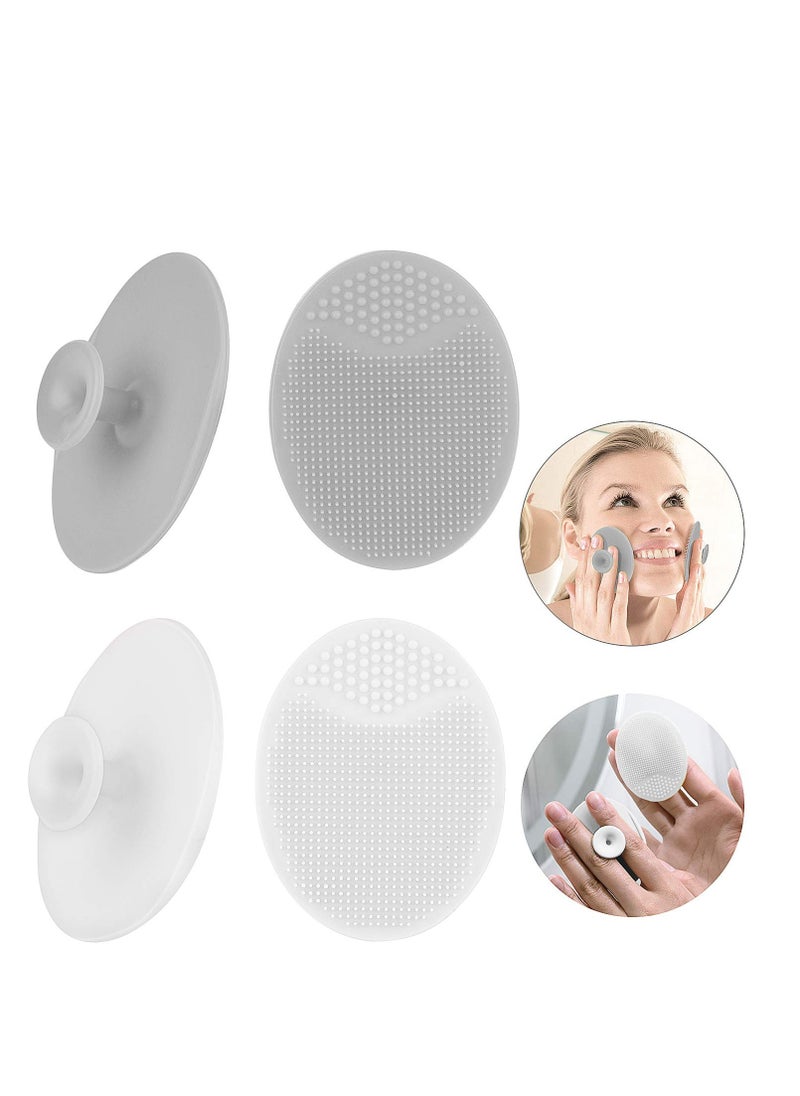 Luckyiren Luckyiren silicone face scrubber exfoliator facial cleansing pads precision pore cleansing pad acne blackheads removing face brush baby shower tool brushes grey + white 4 pack  - Image 1
