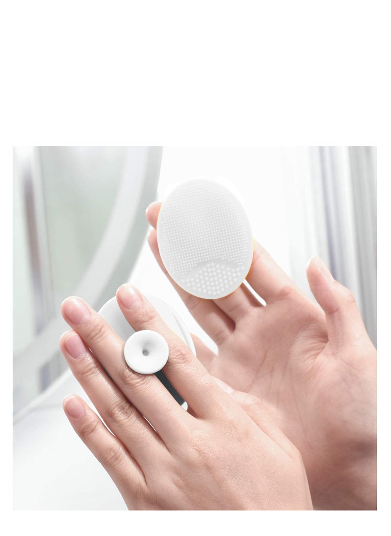 Luckyiren Luckyiren silicone face scrubber exfoliator facial cleansing pads precision pore cleansing pad acne blackheads removing face brush baby shower tool brushes grey + white 4 pack  - Image 4