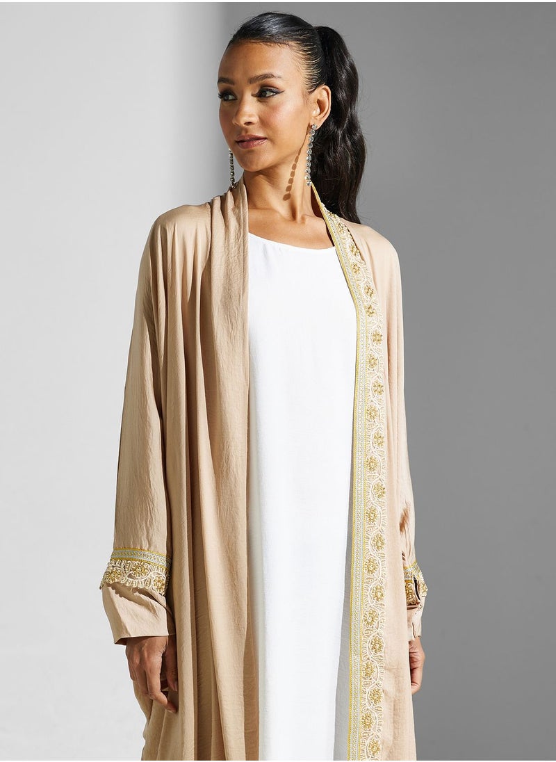 hayas closet Embroidered Batwing Sleeve Abaya  - Image 3