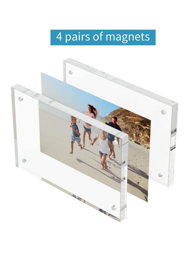 Generic - Magnetic Acrylic Picture Photo Frame 4x6 inches (3 Pack), Clear Glass Like, Double Sided Frameless Desktop Floating Display, Free Standing, Easy to Change - Image 1