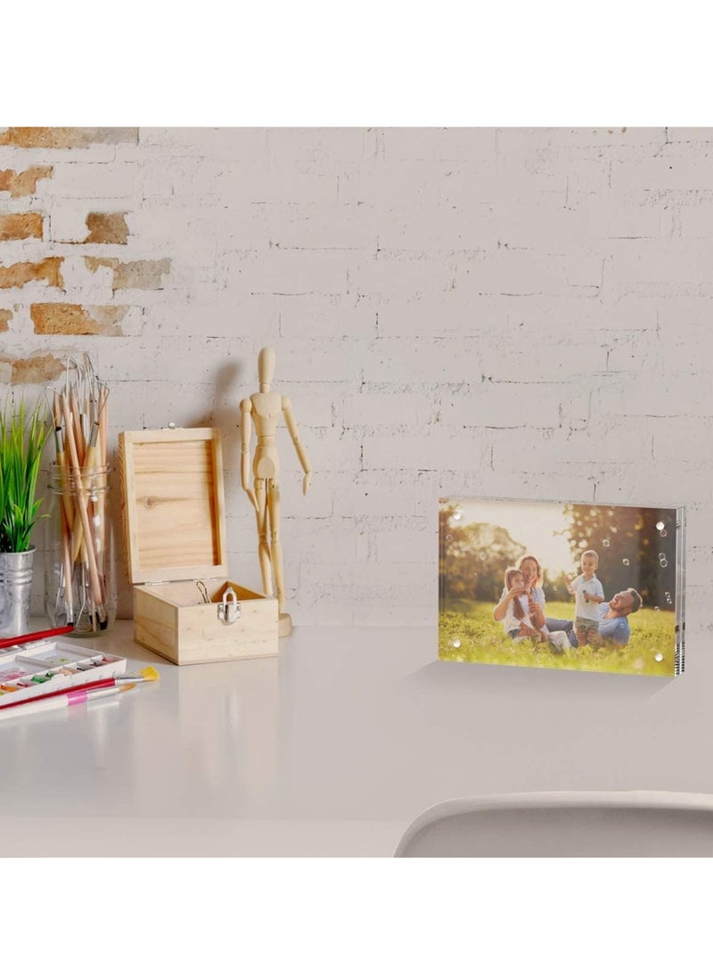 Generic - Magnetic Acrylic Picture Photo Frame 4x6 inches (3 Pack), Clear Glass Like, Double Sided Frameless Desktop Floating Display, Free Standing, Easy to Change - Image 1