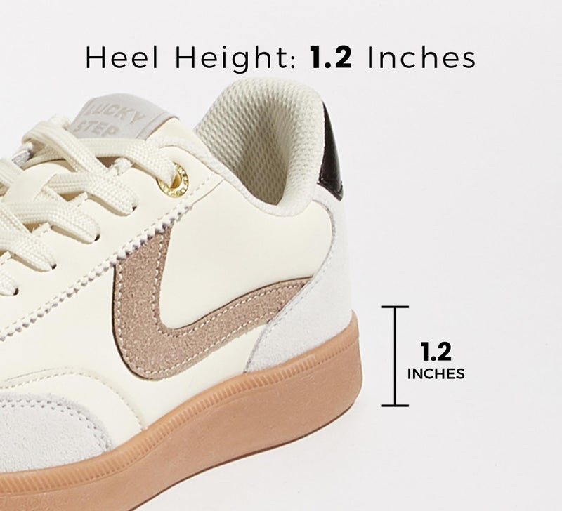 LUCKY STEP Women's Classic Fashion Casual Sneakers Skate Shoes No Slip Lace Up Walking Shoes(8.5 M US Beige/Grey Suede) - Image 4