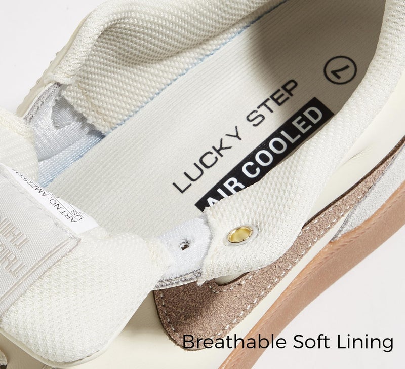 LUCKY STEP Women's Classic Fashion Casual Sneakers Skate Shoes No Slip Lace Up Walking Shoes(8.5 M US Beige/Grey Suede) - Image 5