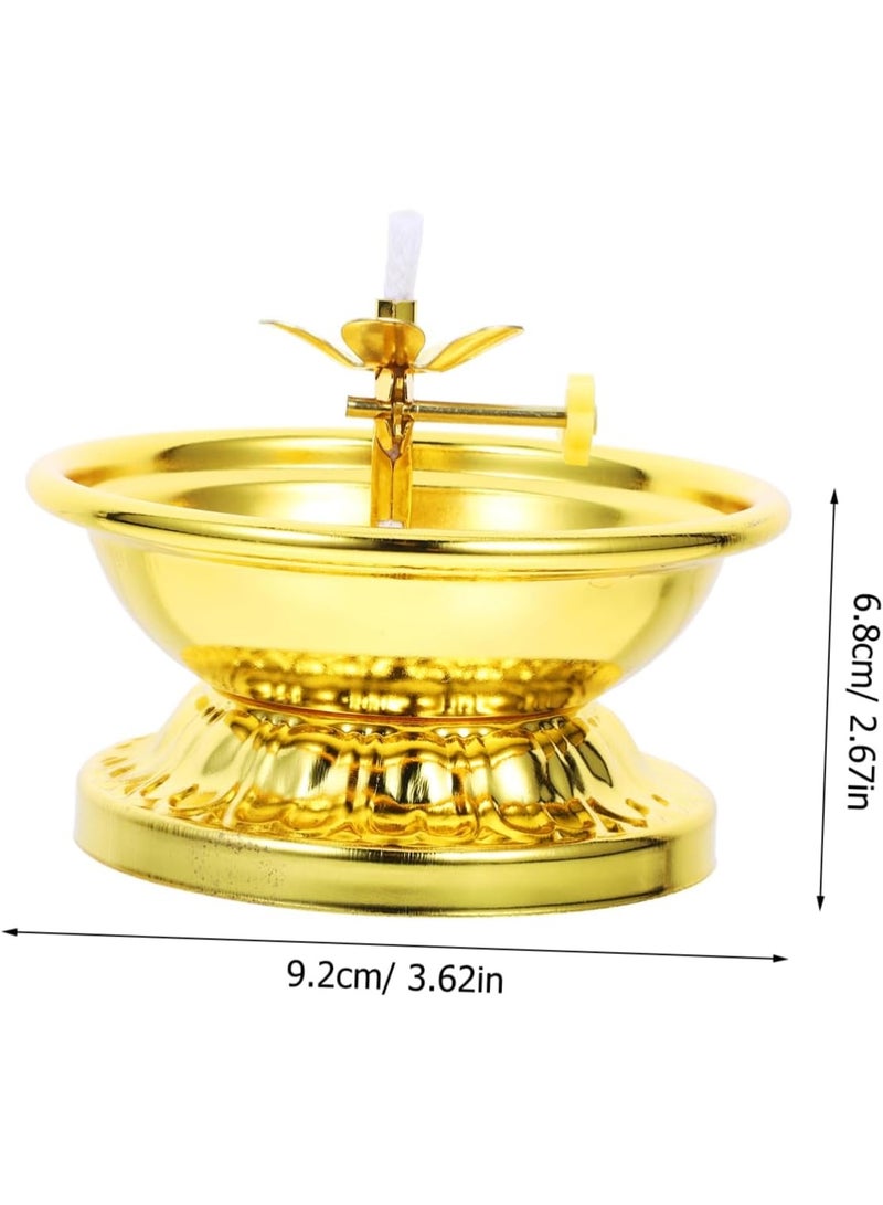Home Care Traditional Brass Oil Lamp with Adjustable Cotton Wick â€“ Golden Finish for Pooja, Home Temple & Festive DÃ©cor - Image 4