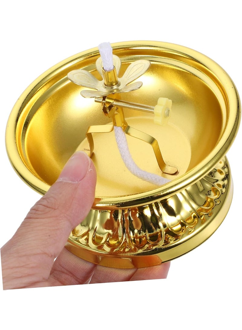 Home Care Traditional Brass Oil Lamp with Adjustable Cotton Wick â€“ Golden Finish for Pooja, Home Temple & Festive DÃ©cor - Image 2