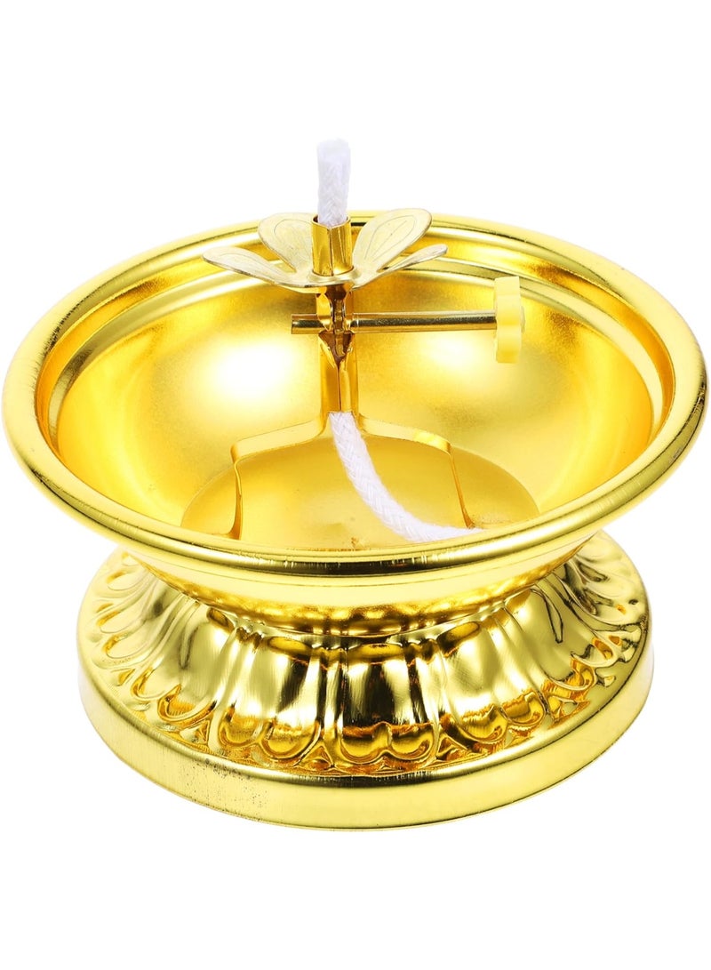 Home Care Traditional Brass Oil Lamp with Adjustable Cotton Wick â€“ Golden Finish for Pooja, Home Temple & Festive DÃ©cor - Image 1