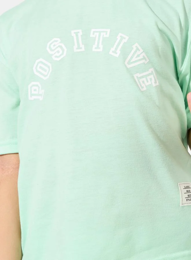 Styli Slogan Print T-Shirt & Shorts Set