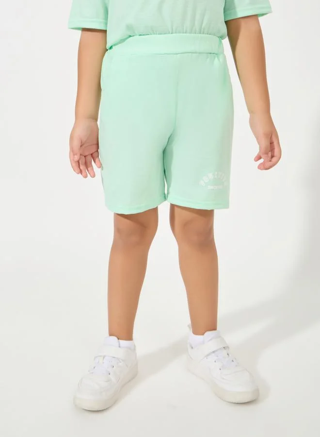 Styli Slogan Print T-Shirt & Shorts Set