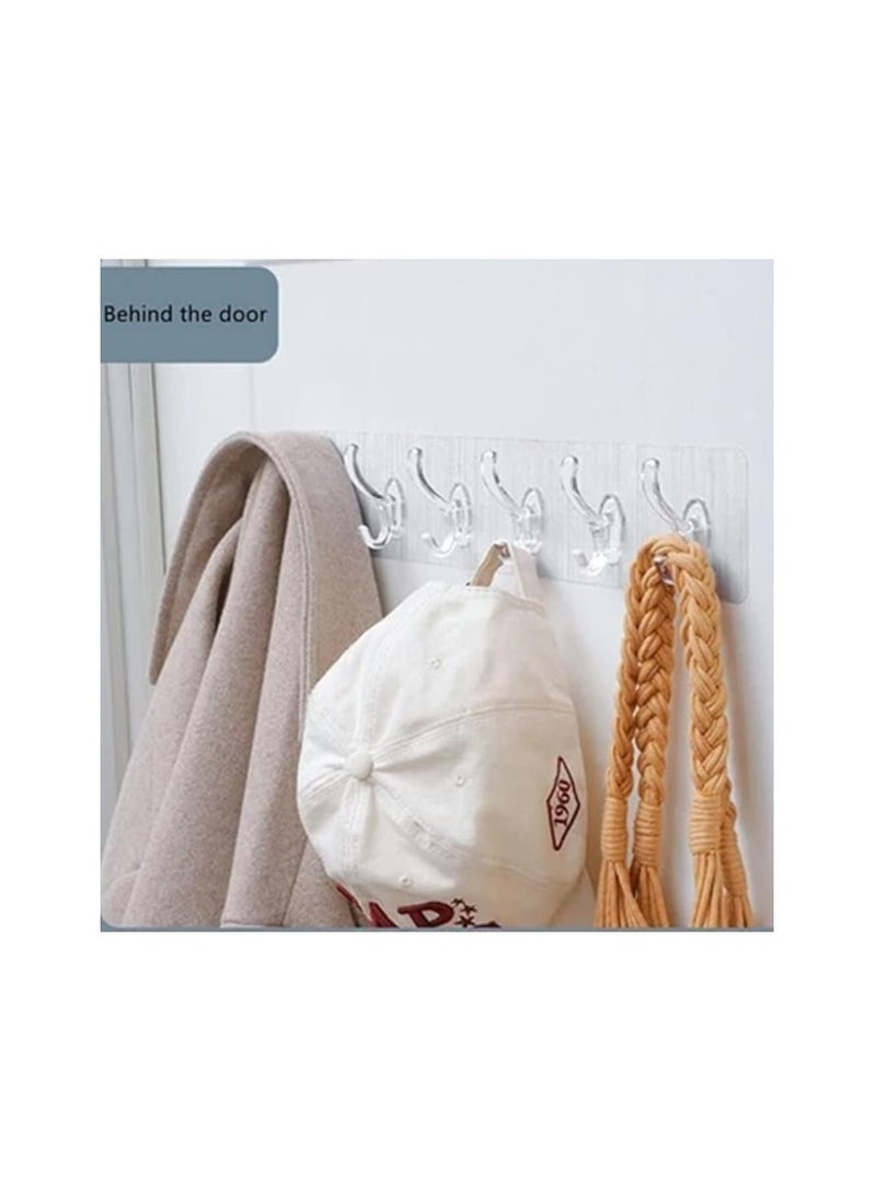 Magic Adhesive Hangers with 6 Hooks Strong Self Adhesive Hooks for Walls Home Kitchen Office Bathroom Bedroom Door Accessories Organizers, Plastic (Transparent), Max Recommended Weight 3.0kg  - Image 4