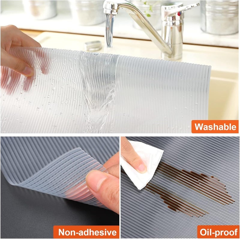 Ash  Roh Ash & Roh Anti-Slip Solid Place Mat Waterproof EVA Liners for Kitchen Cabinets, Drawers, Tables - Food Grade, Textured, Washable, Multipurpose Shelf Mats (TRANSPRENT, 45 x 100) - Image 3