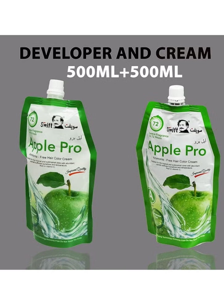 سويفت أبل برو أمونيا - كريم تلوين الشعر بني داكن مجاني (500 مل × 2) - Image 2