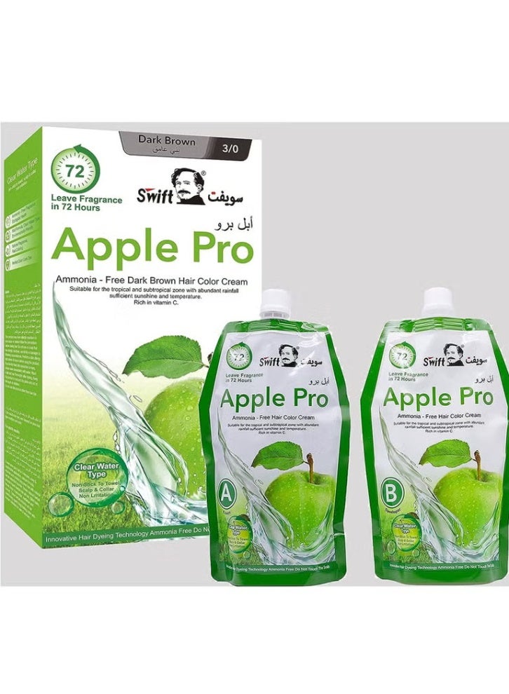 سويفت أبل برو أمونيا - كريم تلوين الشعر بني داكن مجاني (500 مل × 2) - Image 1