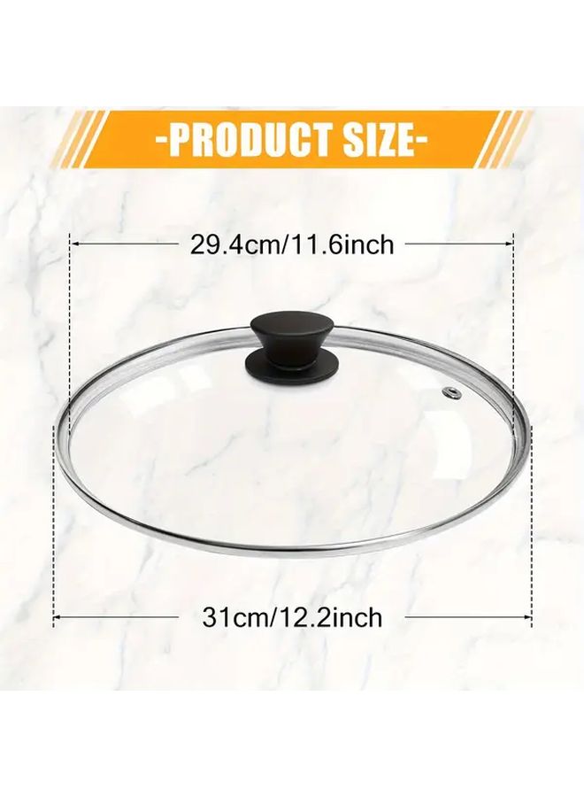 13 Inch Transparent Tempered Glass Lid for Frying Pan Skillet Cast Iron Pot Stainless Steel Edge Shatter Resistant Easy Clean - Image 5