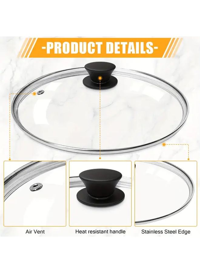 13 Inch Transparent Tempered Glass Lid for Frying Pan Skillet Cast Iron Pot Stainless Steel Edge Shatter Resistant Easy Clean - Image 2