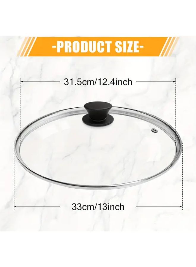 13 Inch Transparent Tempered Glass Lid for Frying Pan Skillet Cast Iron Pot Stainless Steel Edge Shatter Resistant Easy Clean - Image 4