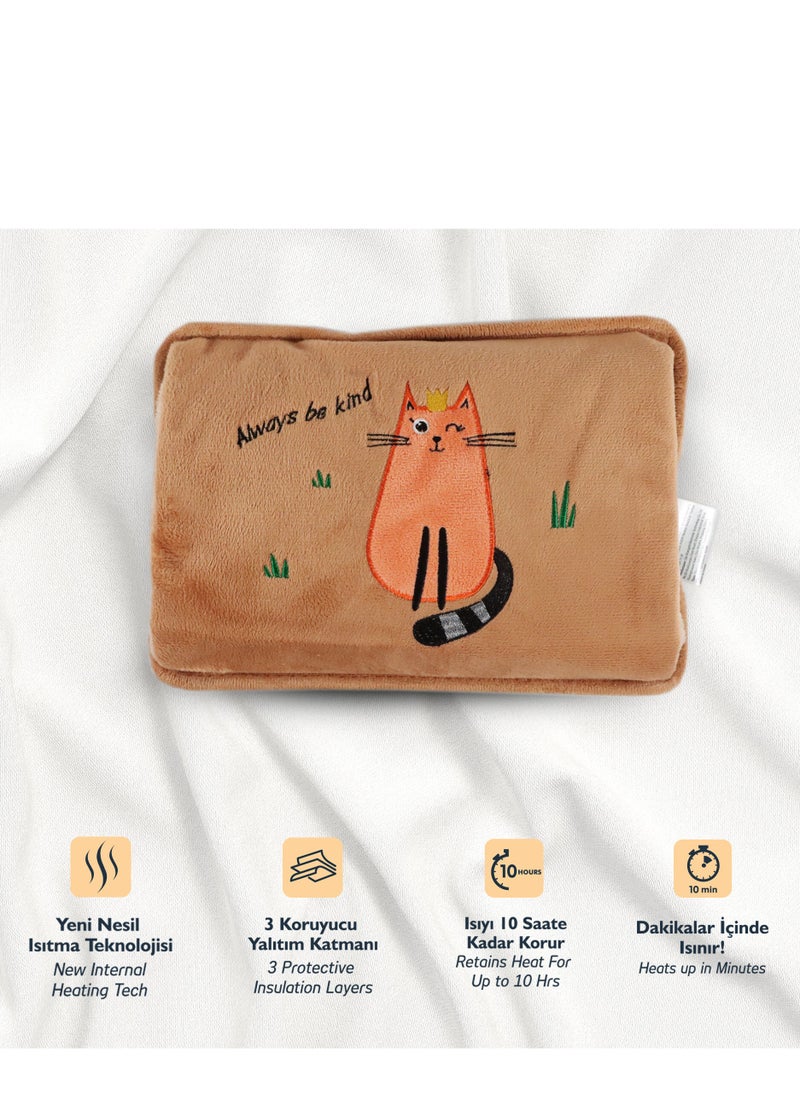 Biggdesign - Kind Cat Electric Hot Water Bottle with Soft Cover Rechargable Hot Water Bag for Pain Relief - Image 1