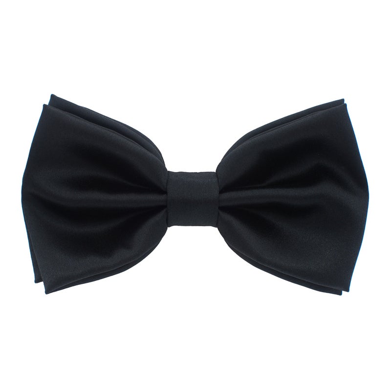 Bow Tie House Real Silk Classic Pre-Tied Bow Tie Formal Solid Tuxedo (Large, Black) - Image 1