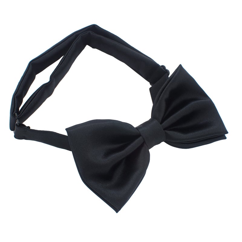 Bow Tie House Real Silk Classic Pre-Tied Bow Tie Formal Solid Tuxedo (Large, Black) - Image 4