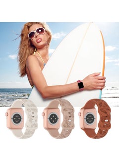 Arctime 3 Pack Floral Engraved Silicone Bands Compatible with Apple Watch Band 38mm 40mm 41mm 42mm 44mm 45mm 46mm 49mm Women, Soft Sport Wildflower Strap for iWatch Ultra Series 10 9 8 SE 7 6 5 4 3 2 1  - Image 4