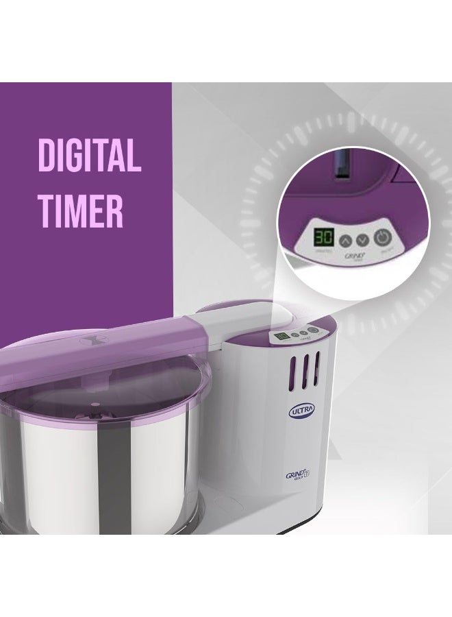 Ultra Grind+ Gold (T) 2 Litre Table Top Wet Grinder - White | Digital Timer - Fast Grinding Conical Stones, 150W Motor & 5 Years Warranty | AISI 304 Food-Grade SS Multi Utility Cylindrical Drum - Image 2