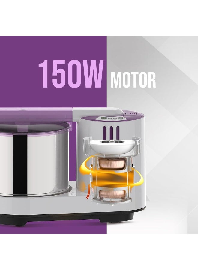Ultra Grind+ Gold (T) 2 Litre Table Top Wet Grinder - White | Digital Timer - Fast Grinding Conical Stones, 150W Motor & 5 Years Warranty | AISI 304 Food-Grade SS Multi Utility Cylindrical Drum - Image 3