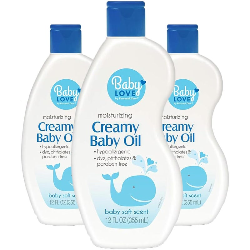 personal care Moisturizing Creamy Baby Oil Hypoallergenic12 oz Pack of 3 - Image 1
