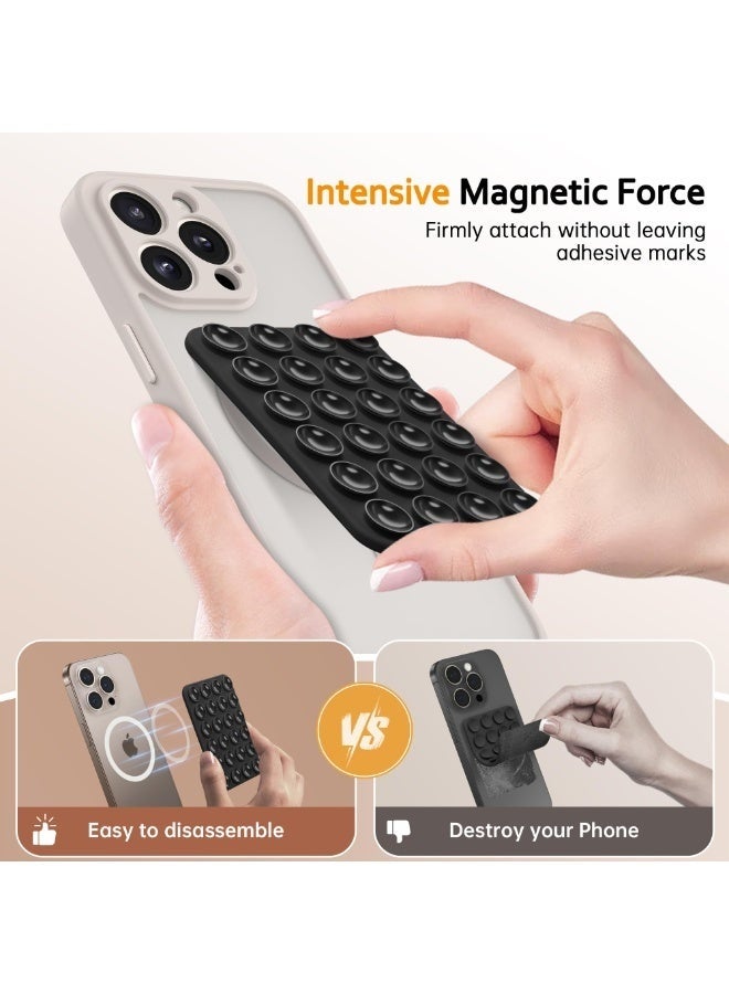 Magnetic Suction Cup Phone Mount for MagSafe Case, Removable Silicone Sticky Grip for iPhone 12/13/14/15/16, Hands-Free Selfies and Videos for TikTok & Instagram Influencer/Creator, Black - Image 2