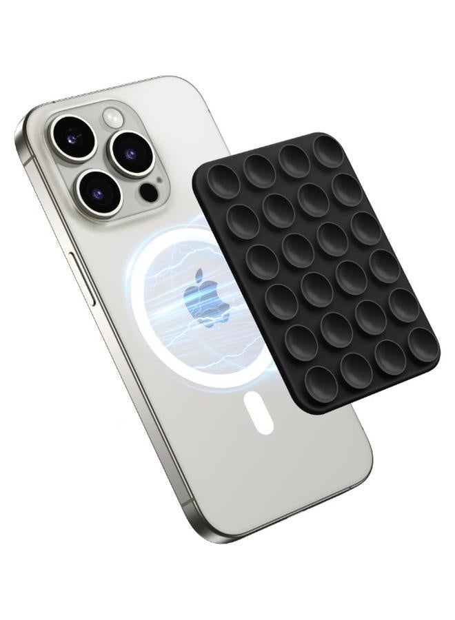 Magnetic Suction Cup Phone Mount for MagSafe Case, Removable Silicone Sticky Grip for iPhone 12/13/14/15/16, Hands-Free Selfies and Videos for TikTok & Instagram Influencer/Creator, Black - Image 1