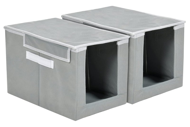 Kuber Industries Kuber Industries NonWoven Cloth Stacker Wardrobe OrganizerBin With Carrying Handle Lid Pack of 2 GreyHS43KUBMART26882  - Image 1