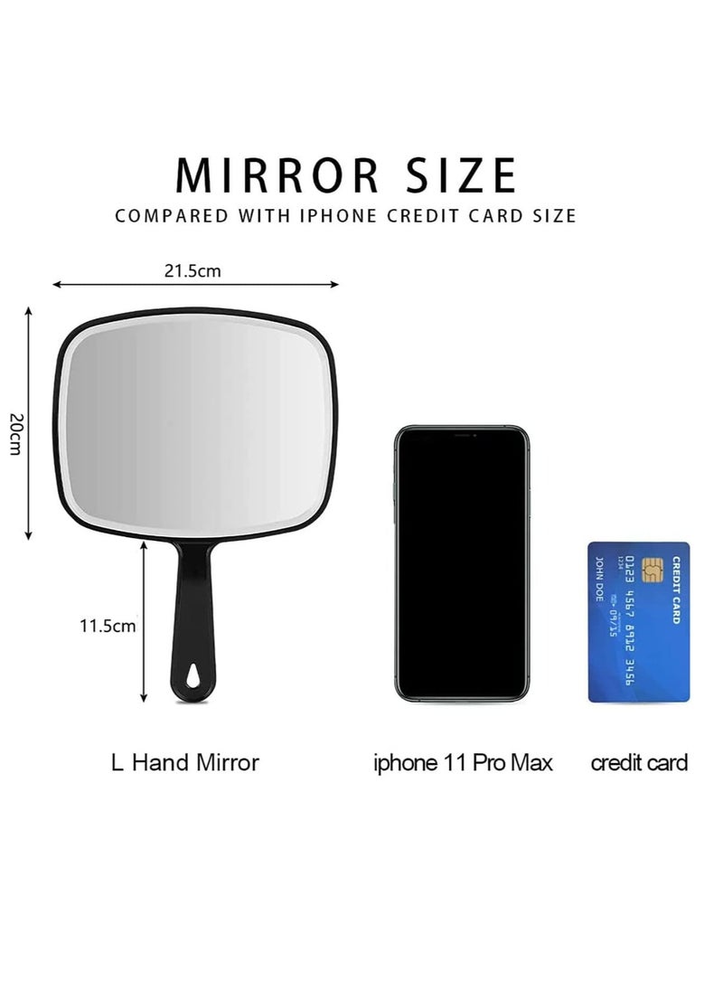 Arabest - Handheld Mirror, Makeup Hand Mirror with Handle for Shaving, Makeup, Bathroom, Hair, Large Travel Handheld, hand held mirror for Makeup Home Salon Travel Use(Square Black 21.5 x 20 cm) - Image 1