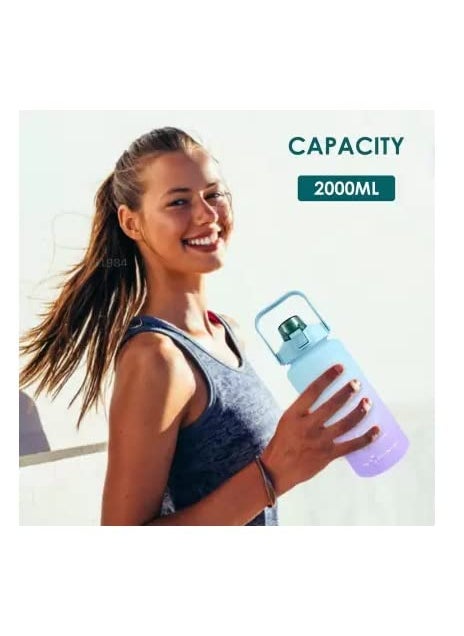 Breewell Breewell Bottle 2000ml Plastic Big Water Bottle Motivational Fitness for Gym, Office,Home,Outdoor Sports, | Multi Color  - Image 3