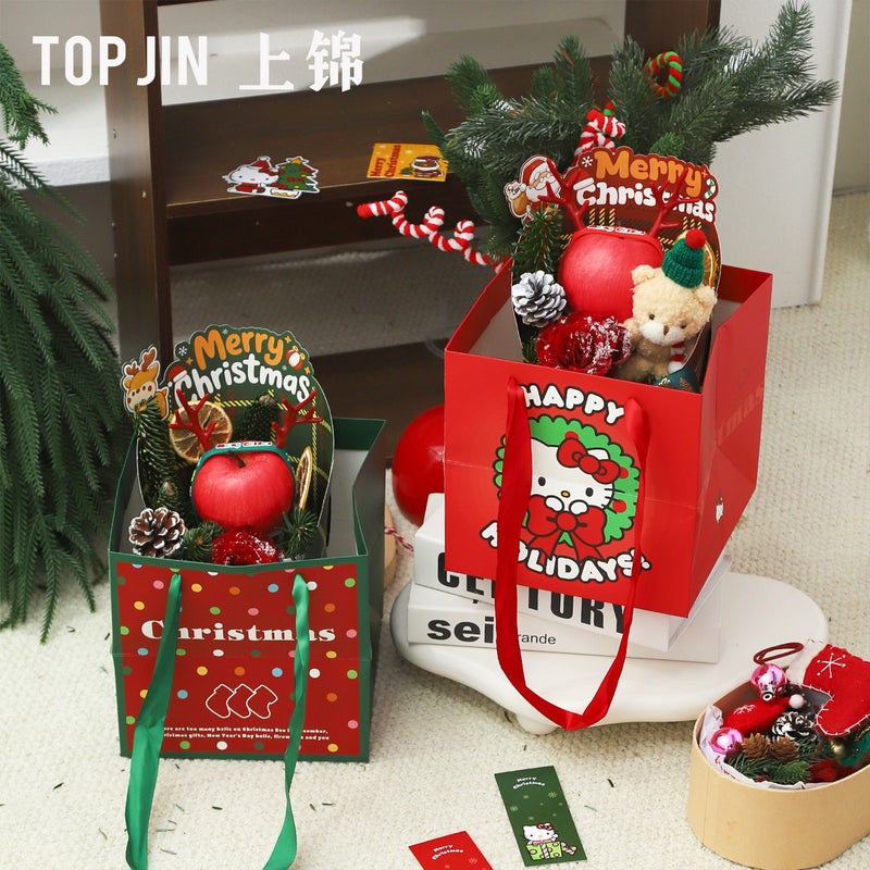 Shangjin [Christmas New Style] Creative Cartoon Handbag Apple Bouquet Flower Arrangement Bag Diy Gift Atmosphere Packaging - Image 4