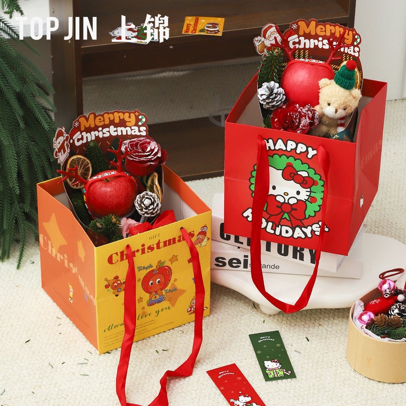Shangjin [Christmas New Style] Creative Cartoon Handbag Apple Bouquet Flower Arrangement Bag Diy Gift Atmosphere Packaging - Image 3