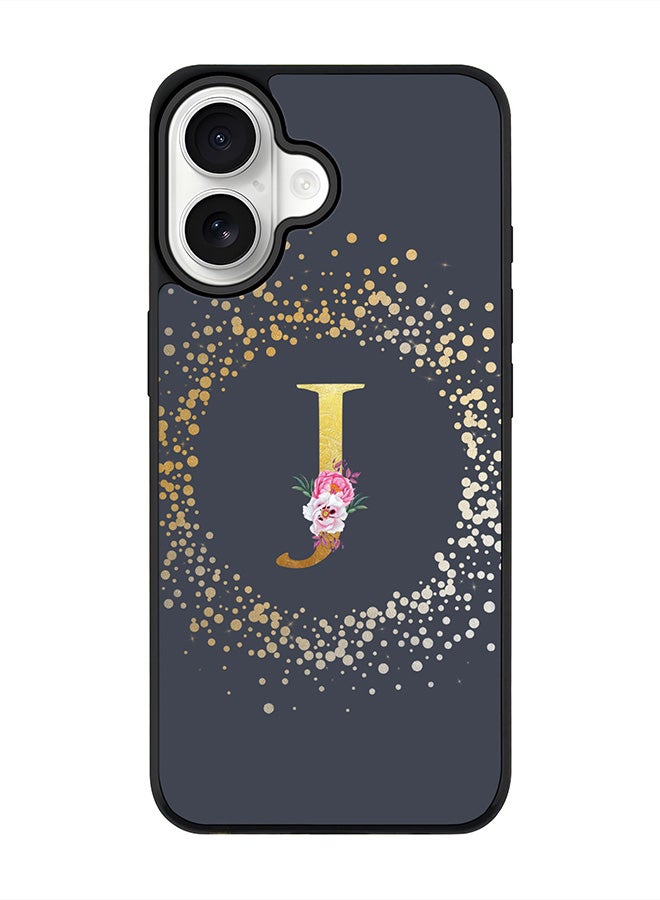 Stylizedd iPhone 17 Case, [Compatible with MagSafe] Slim Magnetic cover Phone Case iPhone 17 -Custom Monogram Floral - J  (Grey ) - Image 1