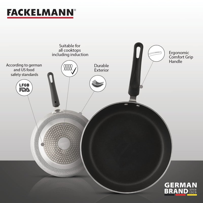 Fackelmann Aluminium Fry Pan with Non-Stick Coating, 26 Cm | 3 Layer Non-Stick Dupont Teflon Coating | Ideal for Cooking Omelettes, Sautéing Vegetables & Frying Meats, Black - Image 3