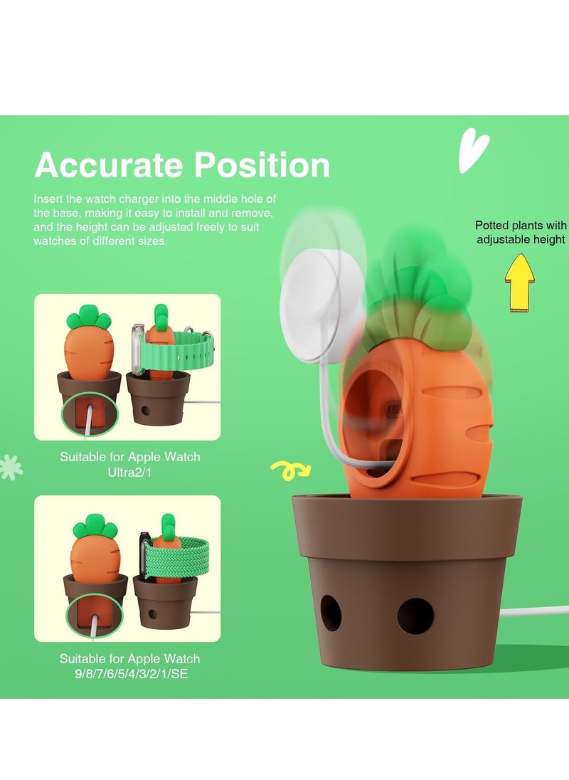 SYOSI - Cute for Apple Watch Charger Stand Compatible with Apple Watch  Series/8/SE2/7/6/SE/5/4/3/2/1(49mm,45mm,44mm,42mm,41mm,40mm,38mm), Soft Silicone, Cute Watch Charger Dock (Carrot) - Image 1