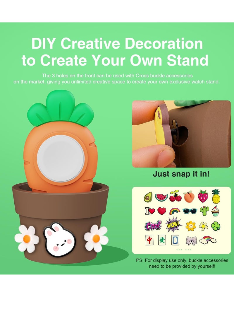 SYOSI - Cute for Apple Watch Charger Stand Compatible with Apple Watch  Series/8/SE2/7/6/SE/5/4/3/2/1(49mm,45mm,44mm,42mm,41mm,40mm,38mm), Soft Silicone, Cute Watch Charger Dock (Carrot) - Image 1