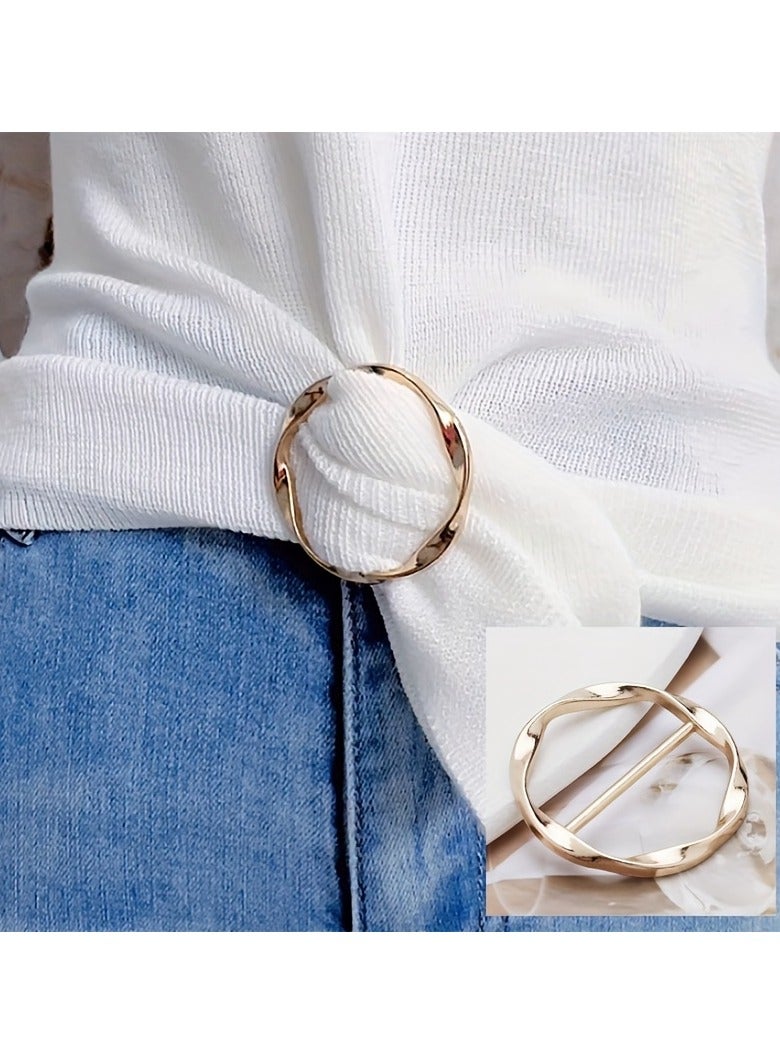 6 قطع من مشابك حلقات وشاح الحرير ومشابك ربطات العنق والقمصان النسائية العصرية ذات الإبزيم المعدني الدائري ومشابك لف الملابس - Image 3