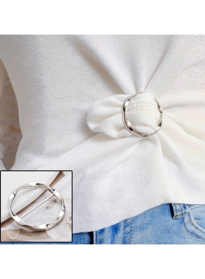 6 قطع من مشابك حلقات وشاح الحرير ومشابك ربطات العنق والقمصان النسائية العصرية ذات الإبزيم المعدني الدائري ومشابك لف الملابس - Image 4