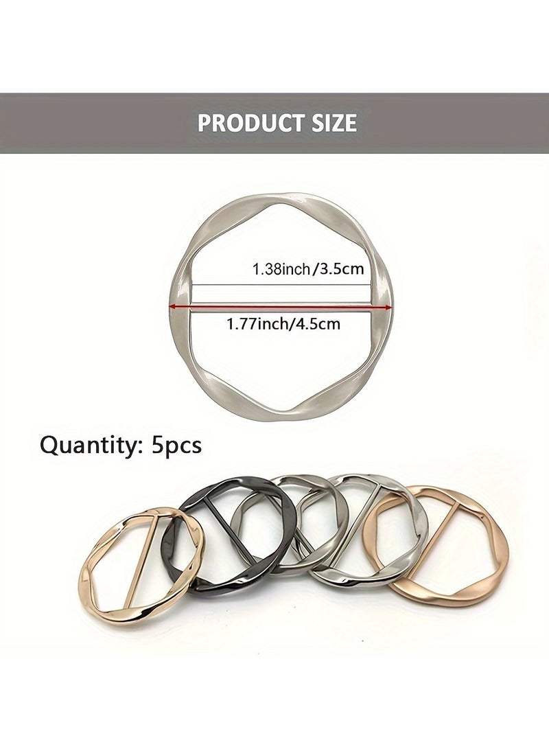 6 قطع من مشابك حلقات وشاح الحرير ومشابك ربطات العنق والقمصان النسائية العصرية ذات الإبزيم المعدني الدائري ومشابك لف الملابس - Image 5