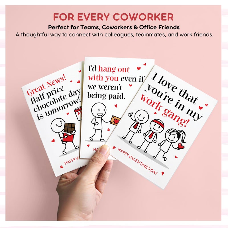 KATLADIZ 24 Packs Coworker Valentine Cards - Valentines Cards for Coworkers - The Office Valentines Day Card for Coworkers, Employees - 4.0''x 6.0'' Funny 6 Designs Card with Envelopes, Stickers - Image 5