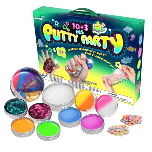 WATERELF 10Pc Putty Slime kit for Kids Fidget Sensory Artistic Therapy Putty Toys for Boys Girls Adults Stress Relief NonSticky - Image 1