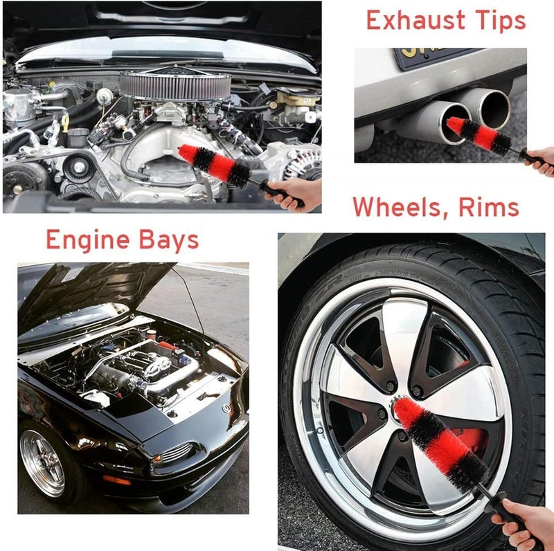 SWAMINE Wheel Rim Brush, Soft Bristle Long Master Car Wheel Brush Rim Tire Detailing Brush Car Washing Brush for Wheels Rims Exhaust Tips Vehicle Engine Motorcycles,No Scratches - Image 4