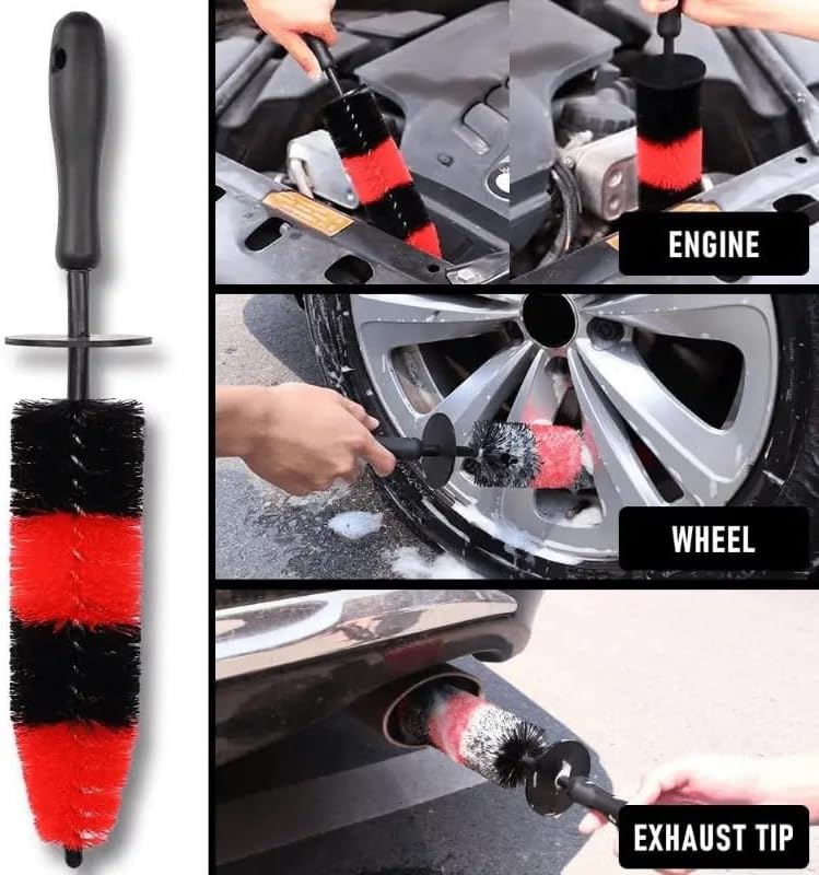 SWAMINE Wheel Rim Brush, Soft Bristle Long Master Car Wheel Brush Rim Tire Detailing Brush Car Washing Brush for Wheels Rims Exhaust Tips Vehicle Engine Motorcycles,No Scratches - Image 3