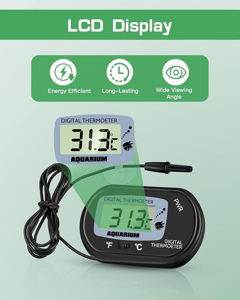 Zacro Glass LCD Digital Aquarium Thermometer Fish Tank Water Terrarium Temperature for All Life Stages - Image 5