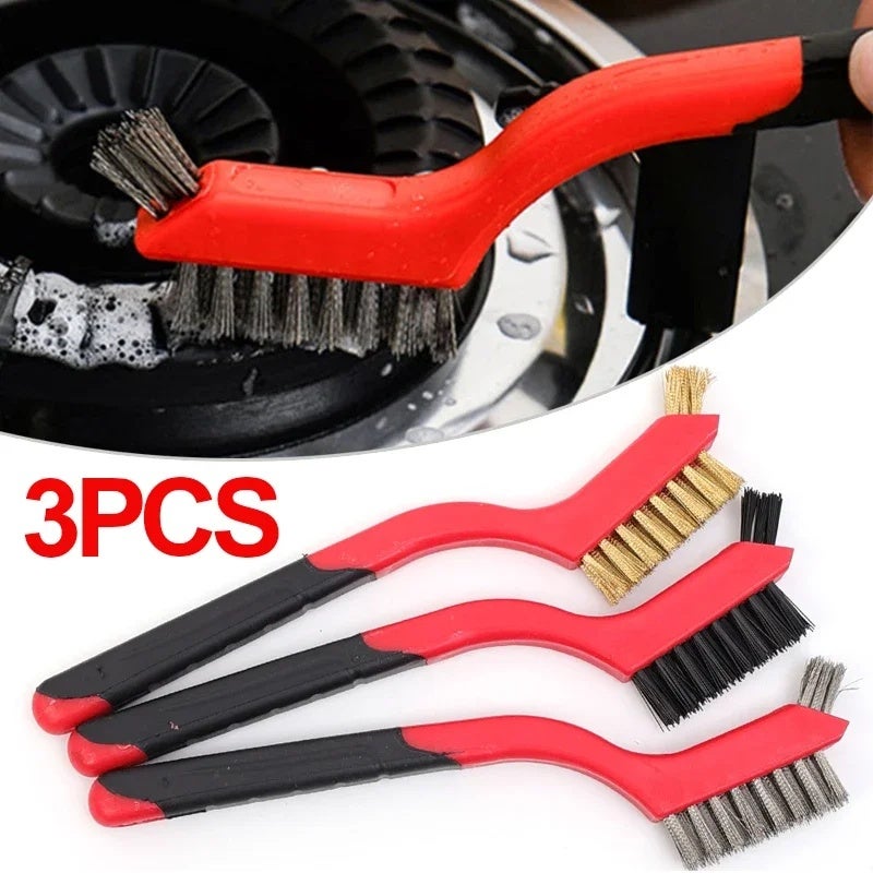 Wire Cleaning Brush Stainless Steel/Brass/Nylon Bristles Brush Polishing Rust Remover Kitchen Stove Sink Scrubbing Cleaning Tool - Image 1