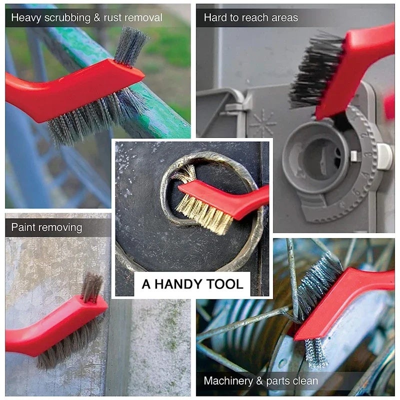 Wire Cleaning Brush Stainless Steel/Brass/Nylon Bristles Brush Polishing Rust Remover Kitchen Stove Sink Scrubbing Cleaning Tool - Image 5