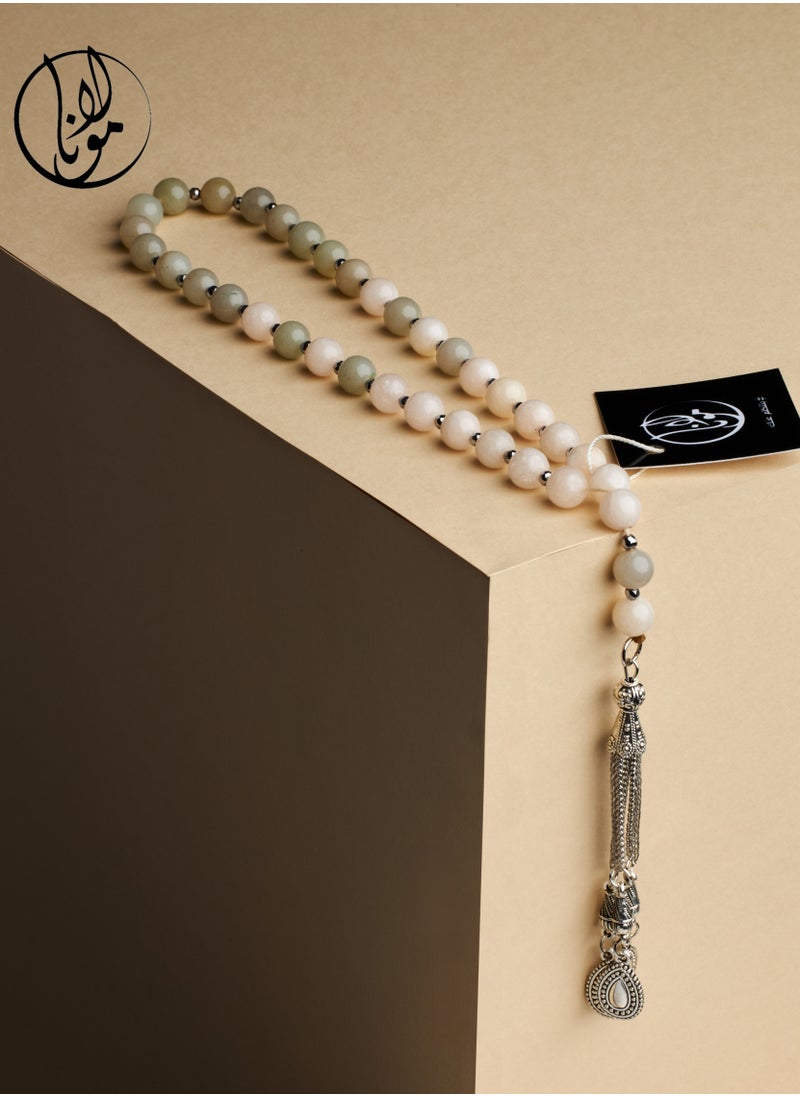 Mawlana Light Green Jade Stone Rosary 33 Beads 8mm  - Image 1