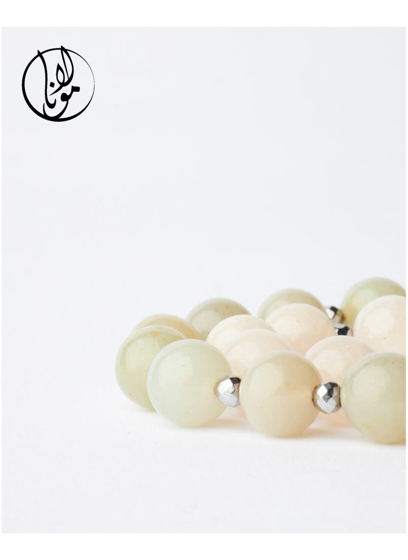 Mawlana Light Green Jade Stone Rosary 33 Beads 8mm  - Image 2