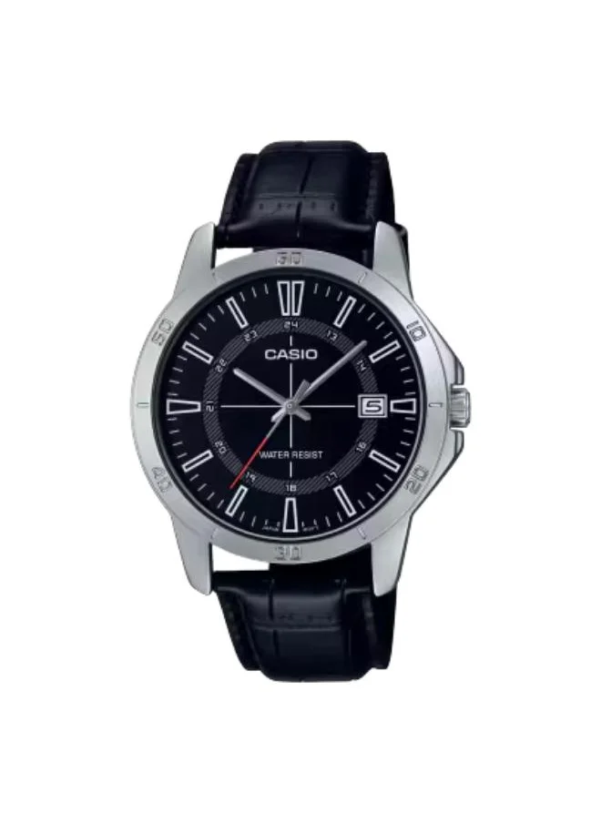 CASIO Men's Analog Display Watch With Black Leather Strap - MTP-V004L-1BUDF